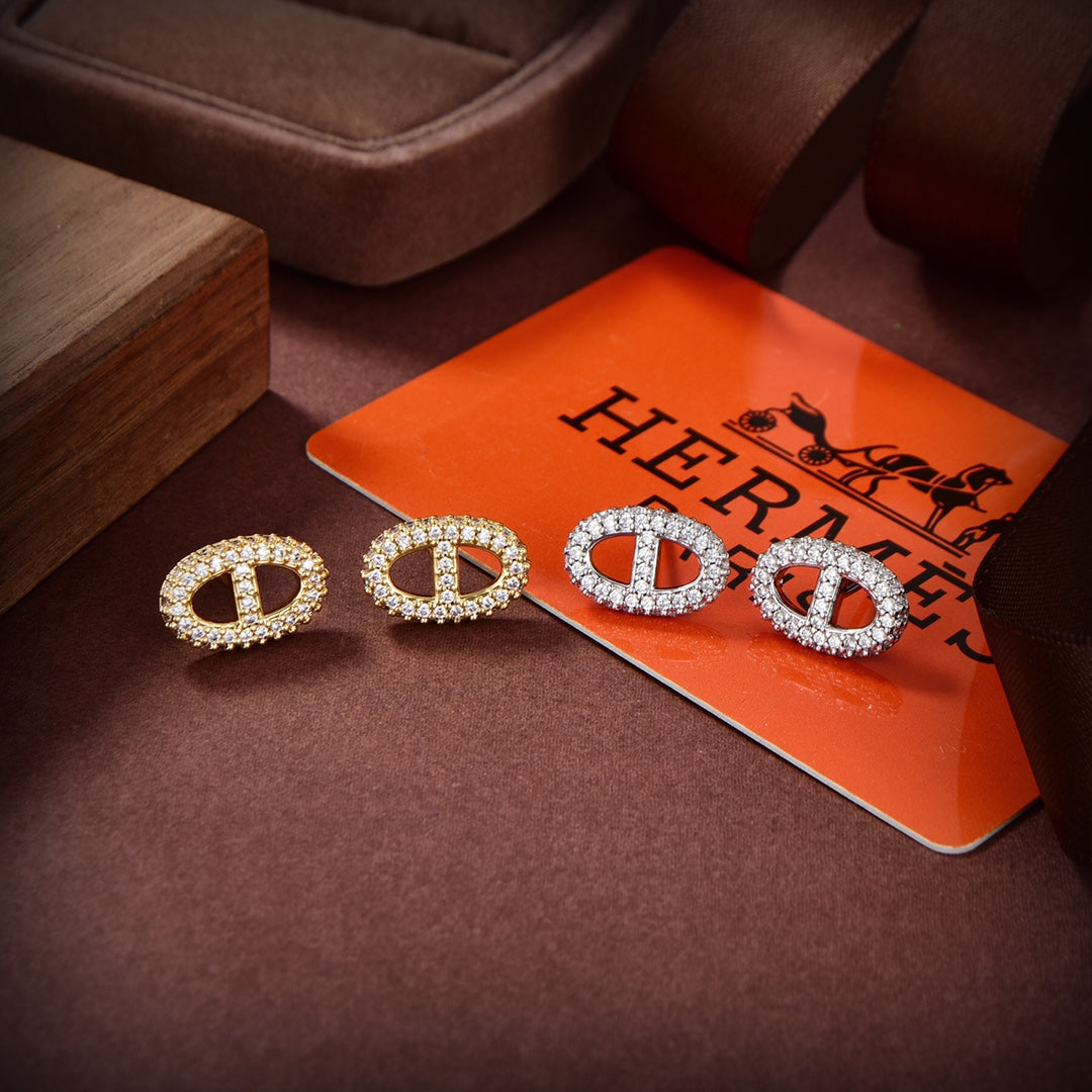 Hermes Farandole Diamond 18K Gold Earrings