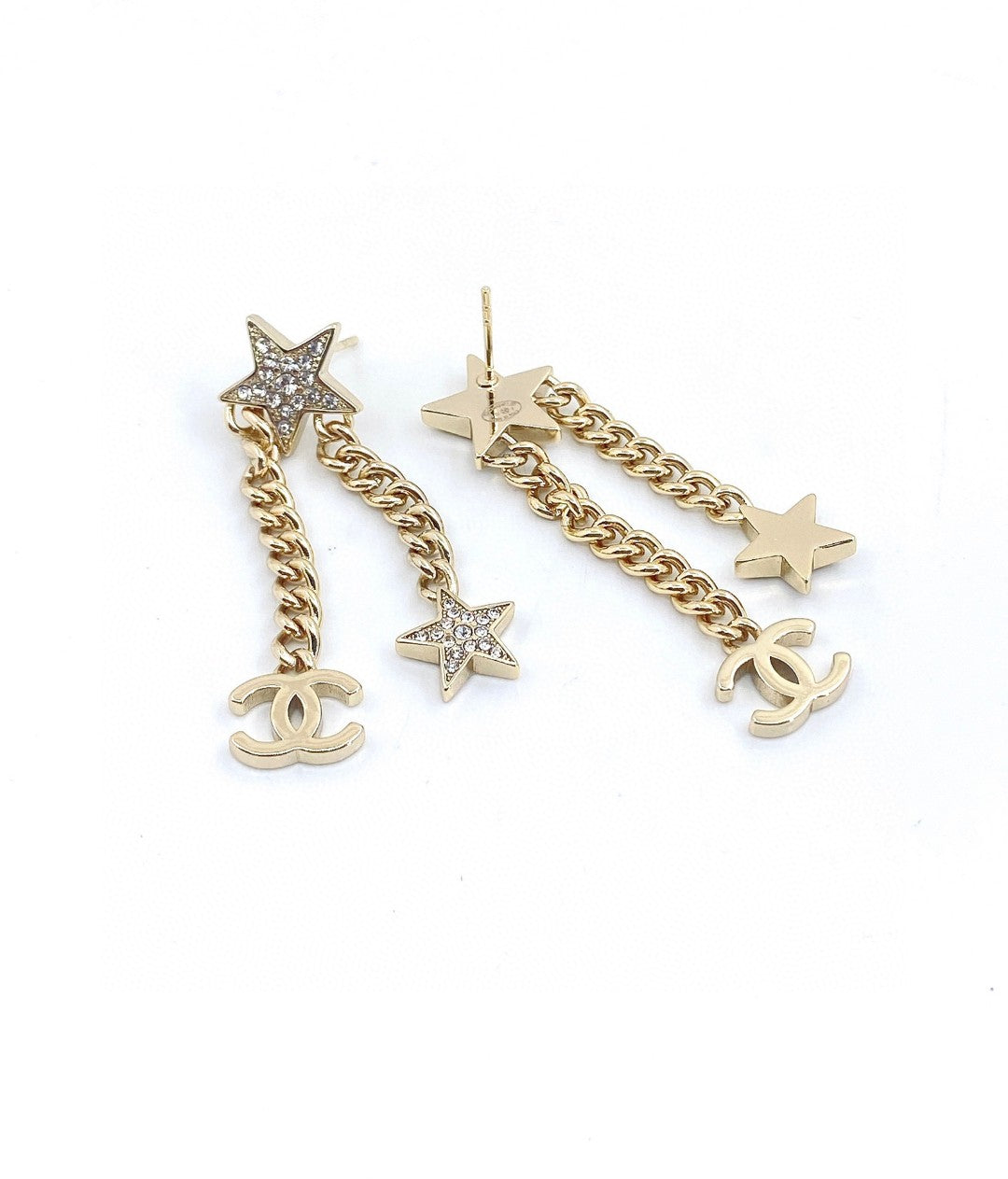 Chanel Star Diamonds Long 18K Gold Earrings