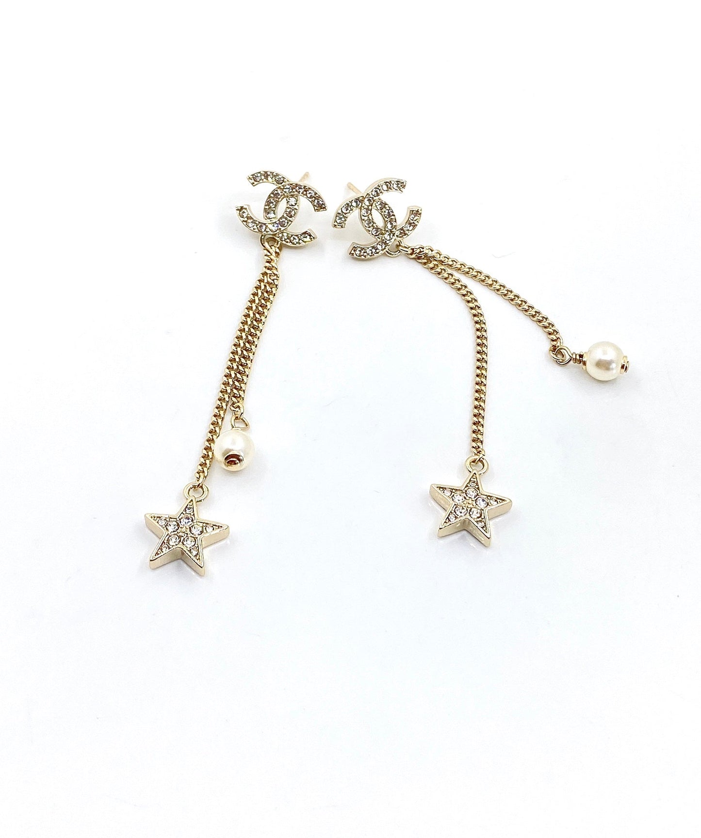 Chanel Pearl & Star 18K Gold Earrings