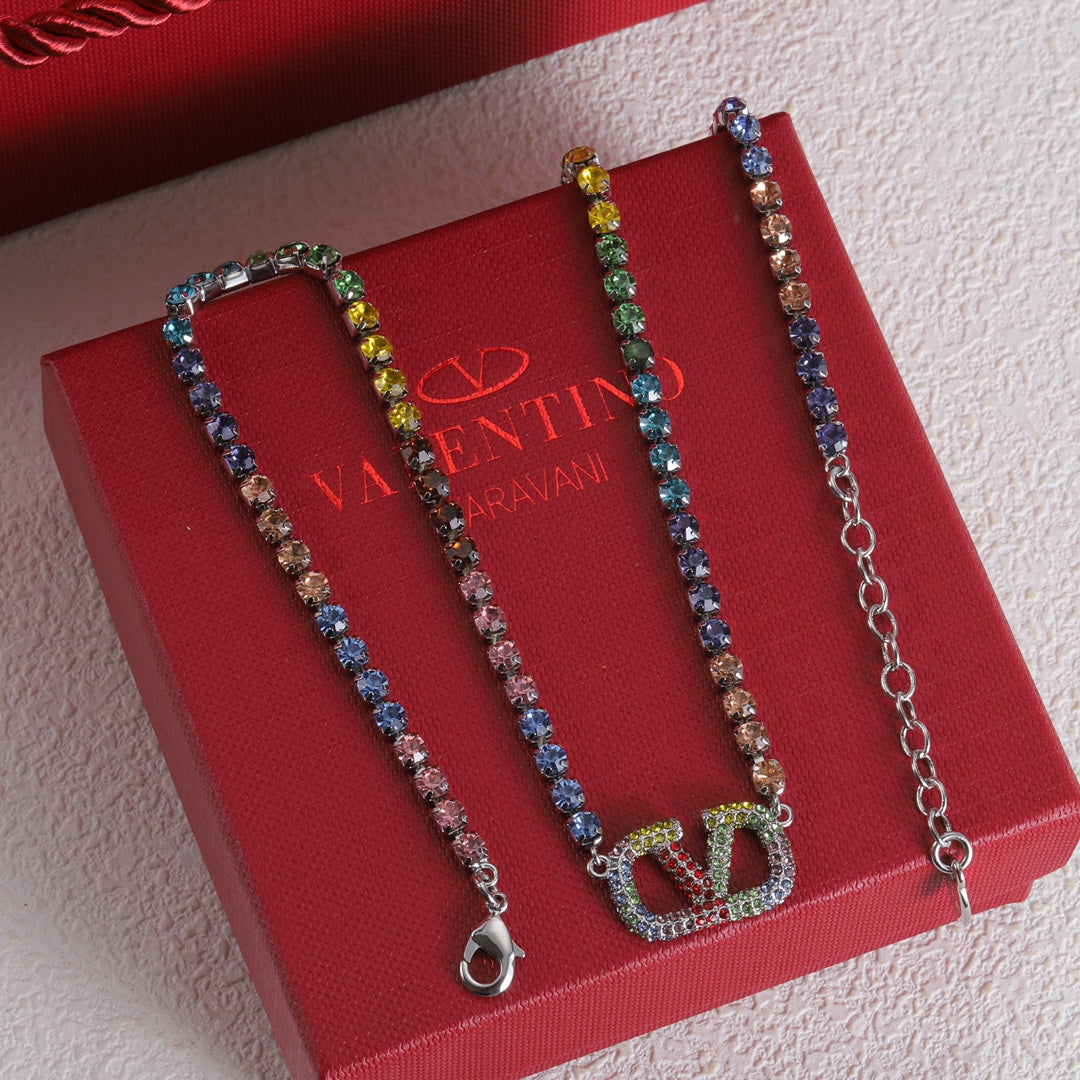 Valentino Multi-Color Crystals 18K Gold Necklace