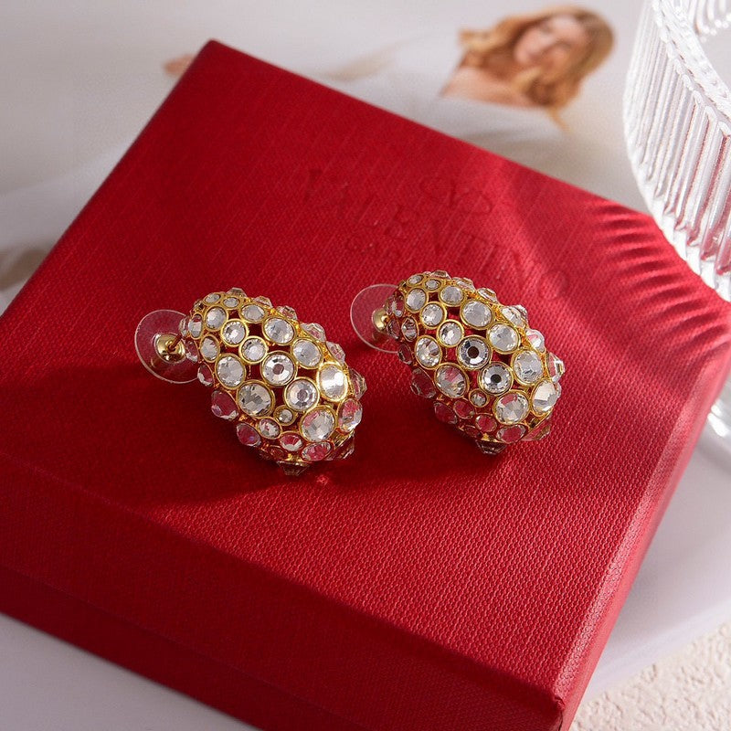 Valentino Crystal 18K Gold Earrings