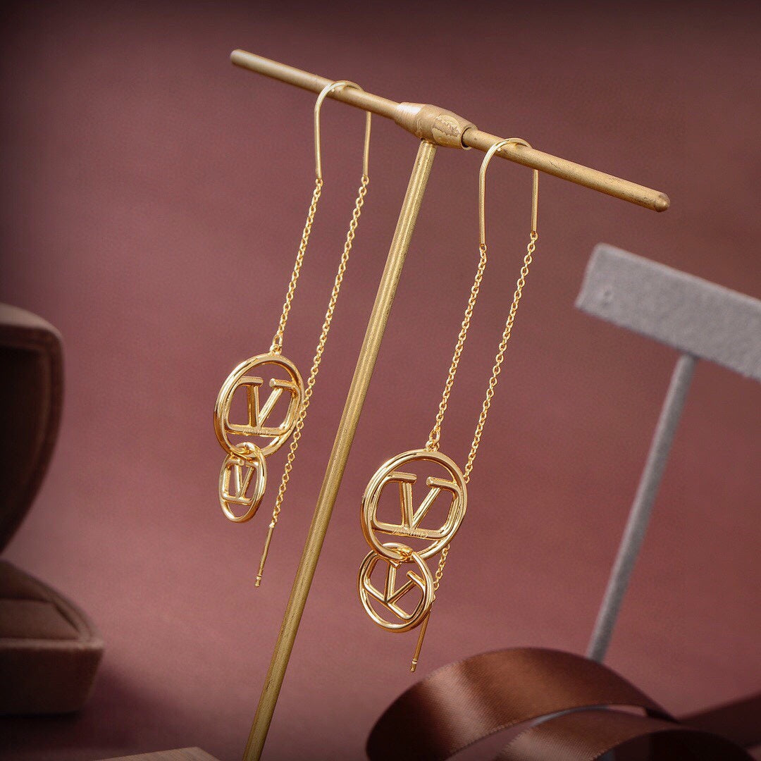 Valentino Long 18K Gold Earrings