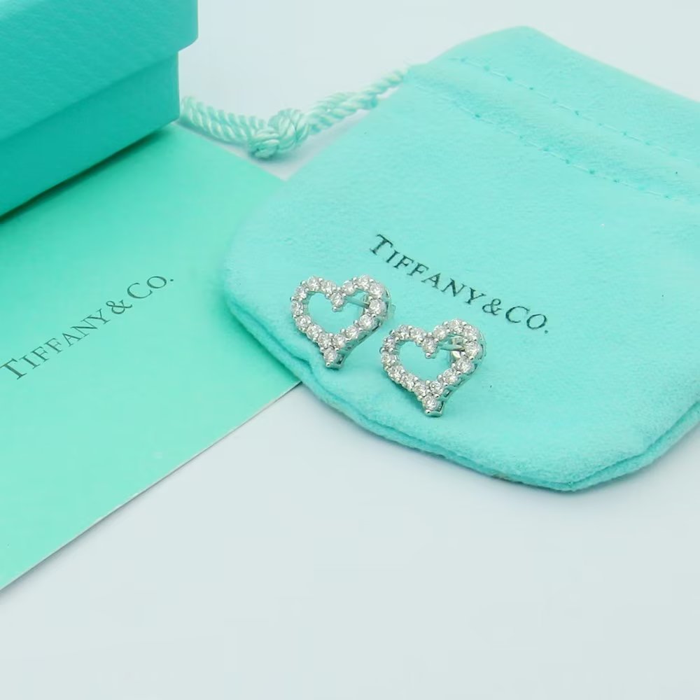 Tiffany Heart Diamonds 18K Gold Earrings