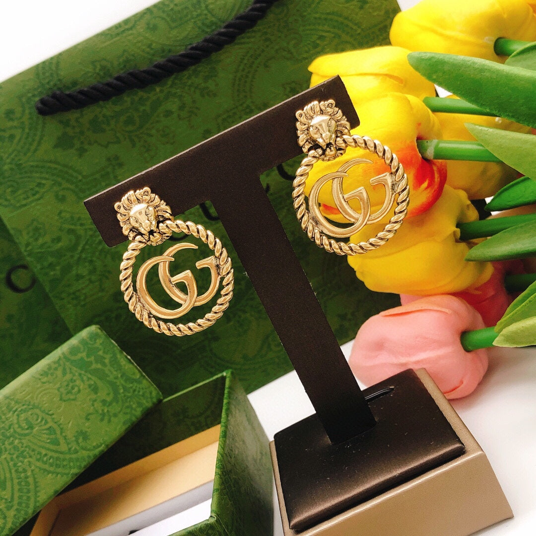 Gucci Double Pendant 18K Gold Earrings