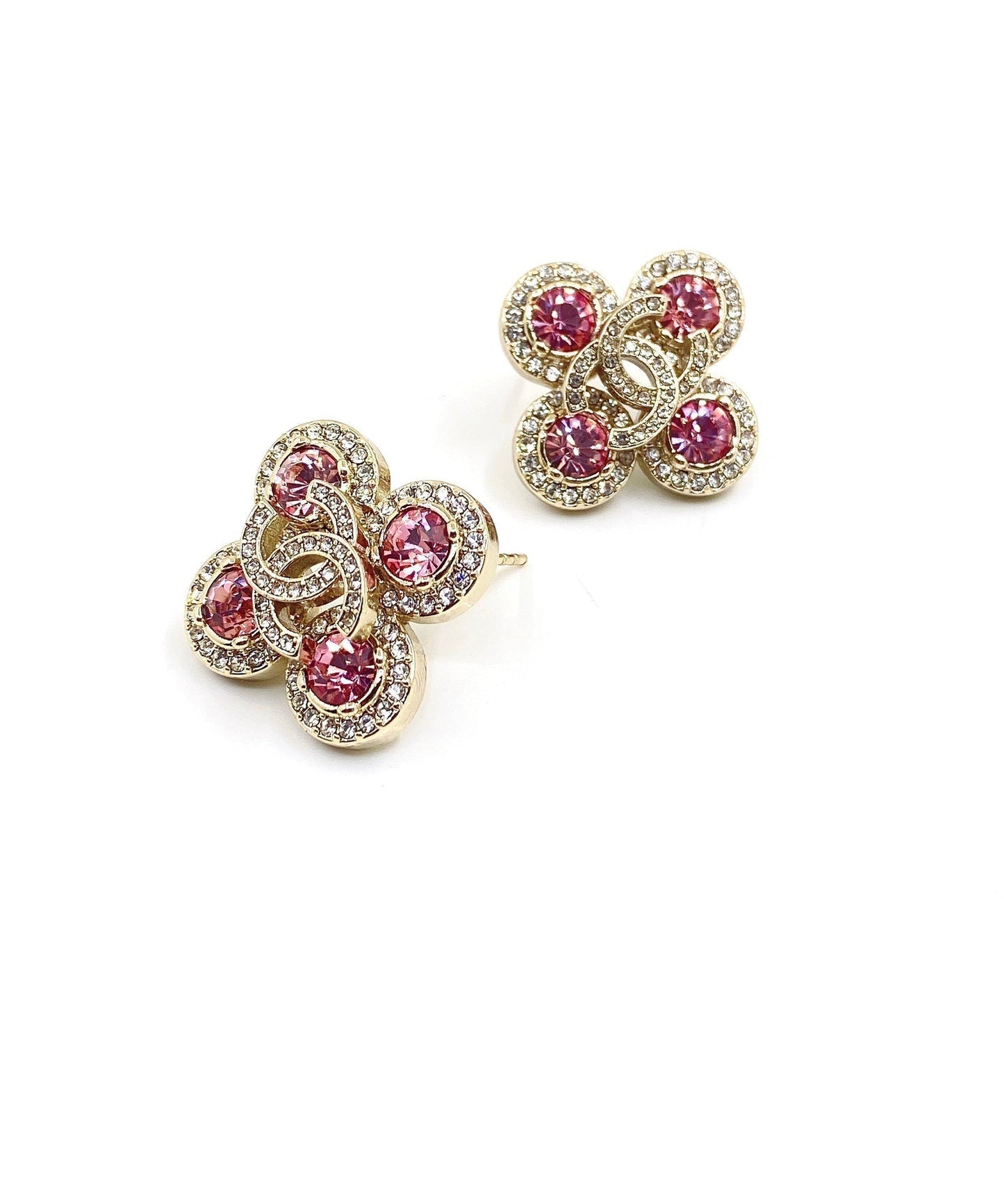 Chanel Pink Diamonds 18K Gold Earrings