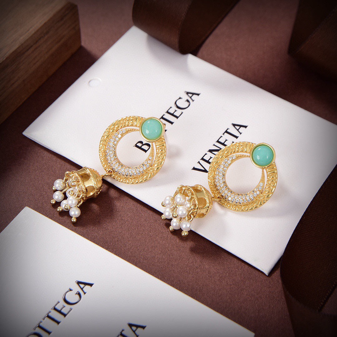 Bvlgari Circle Diamonds 18K Gold Earrings