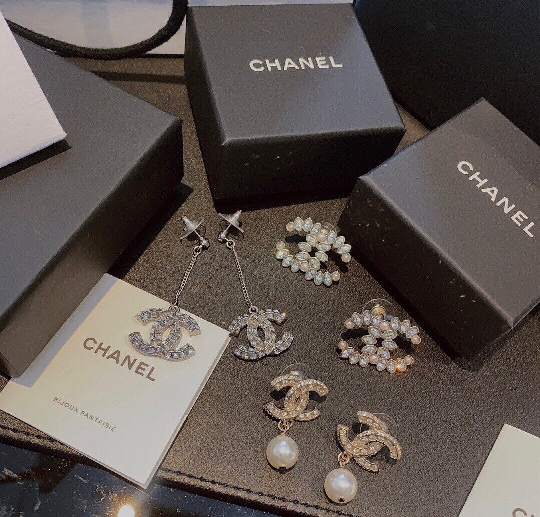 Chanel Crystal 18K Gold Earrings
