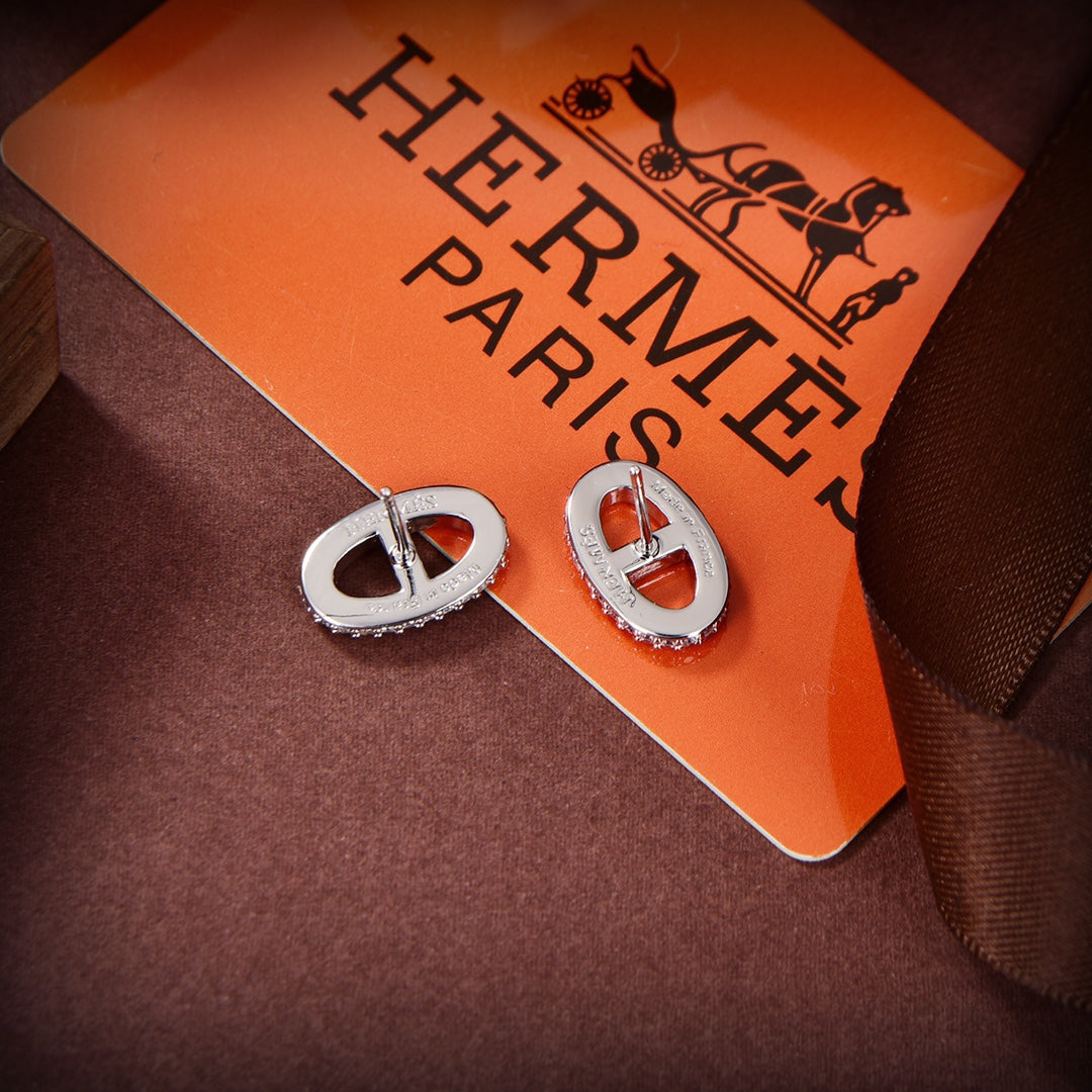 Hermes Farandole Diamond 18K Gold Earrings