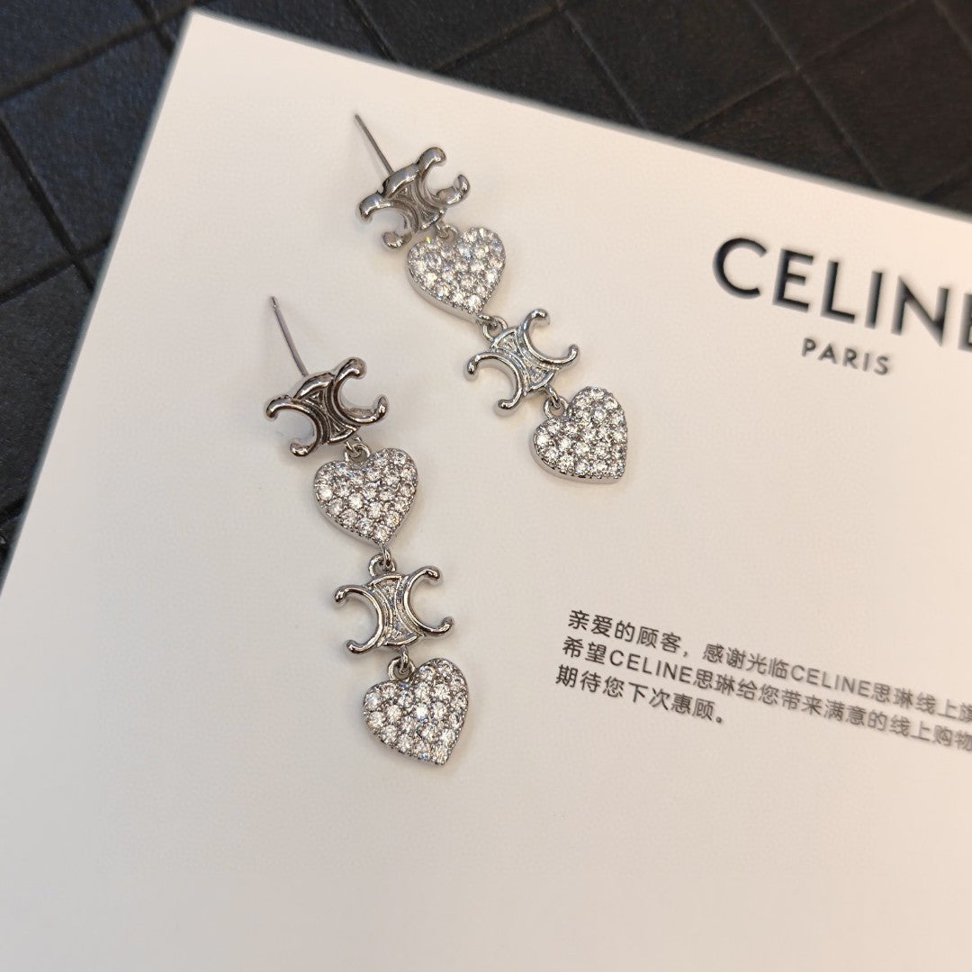 Celine Heart Pendant 18K Gold Earrings