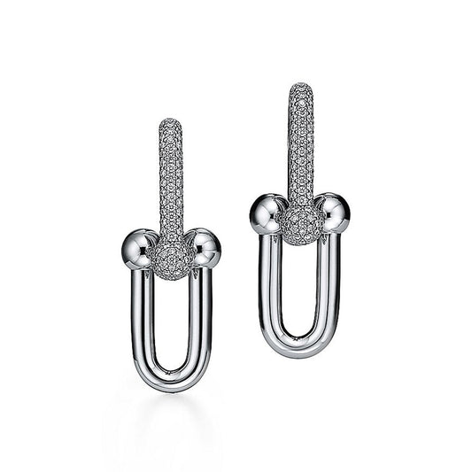 Tiffany HardWear Large Link Diamonds 18K Gold Earrings