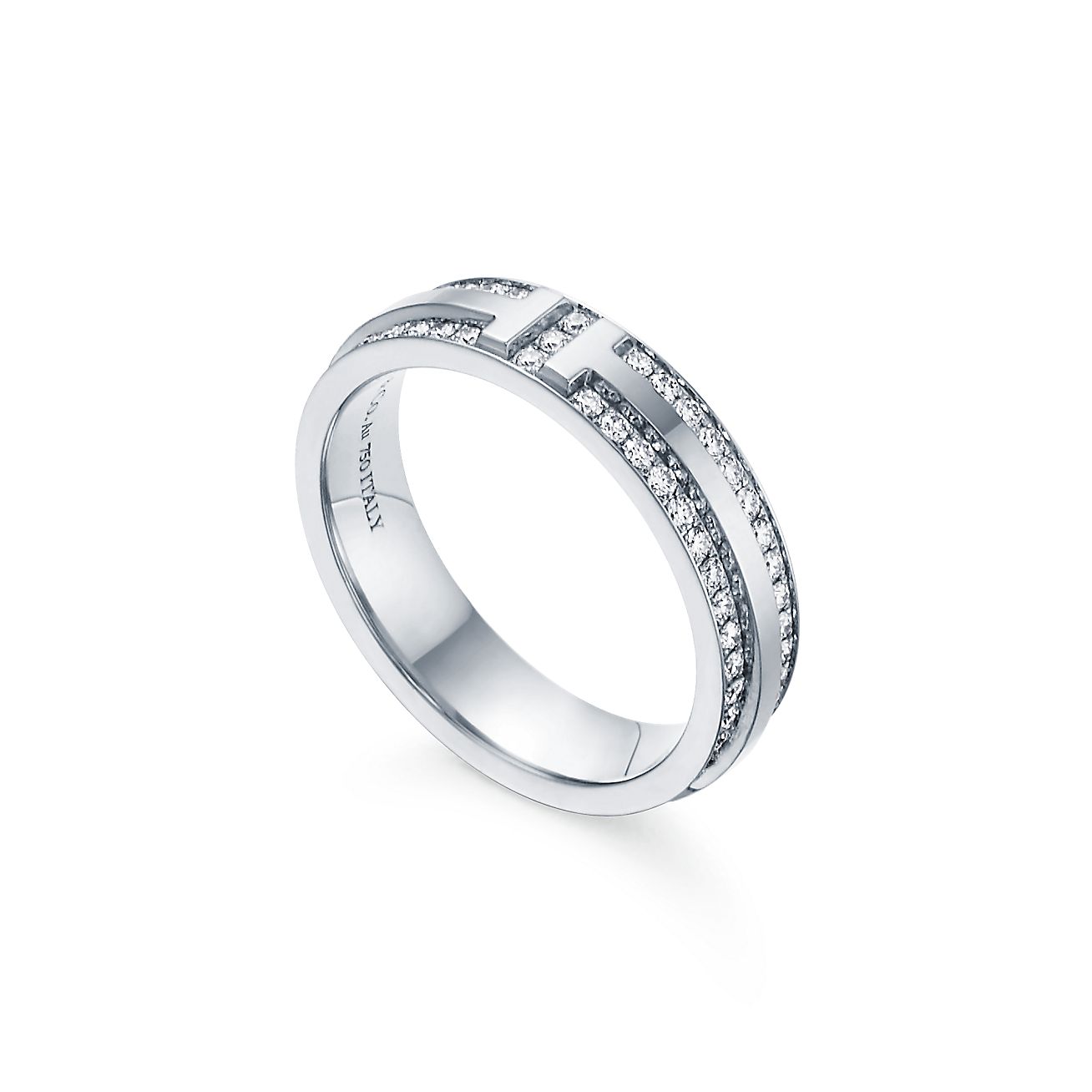 Tiffany Narrow Pave Diamond 18K Gold Ring