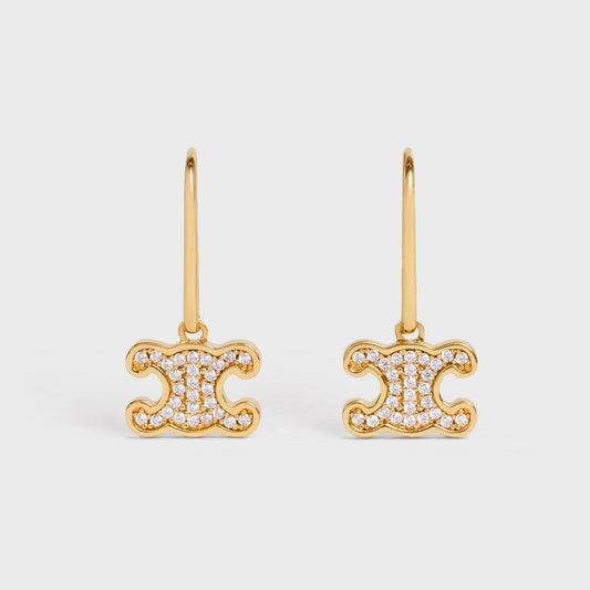 Celine Rhinestone 18K Gold Earrings