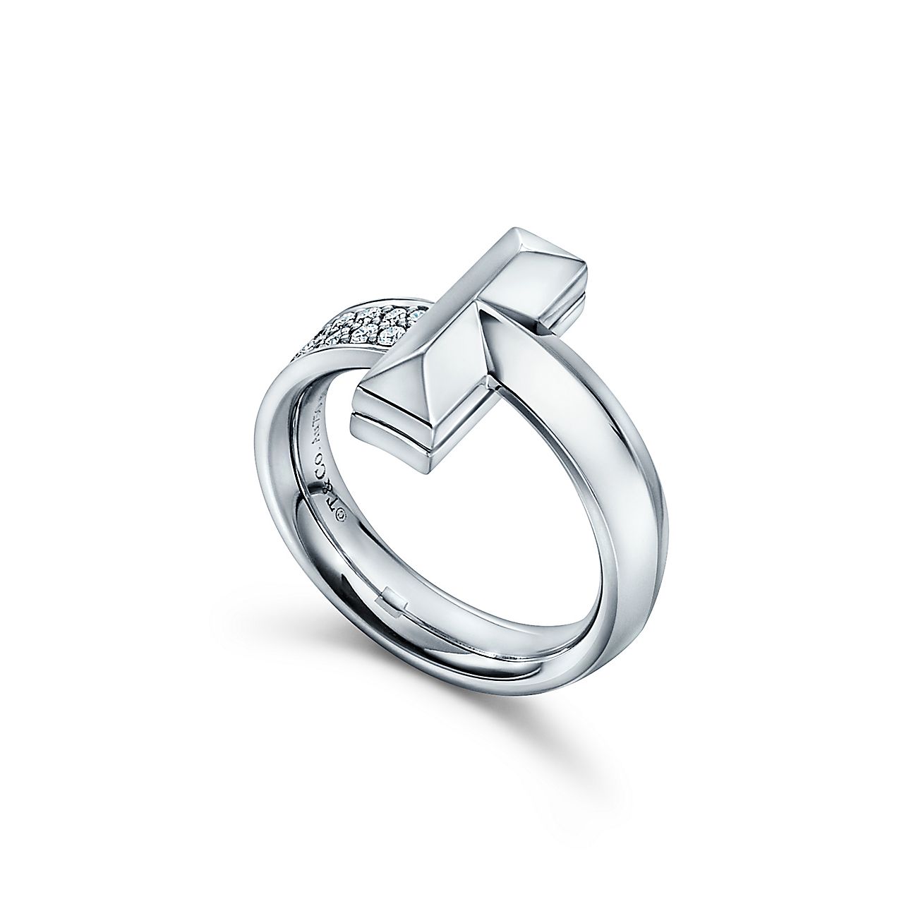 Tiffany Narrow Pave 18K Gold Ring