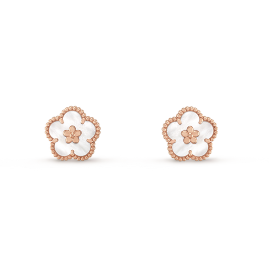 Lucky Spring Plum Blossom 18K Gold Earrings