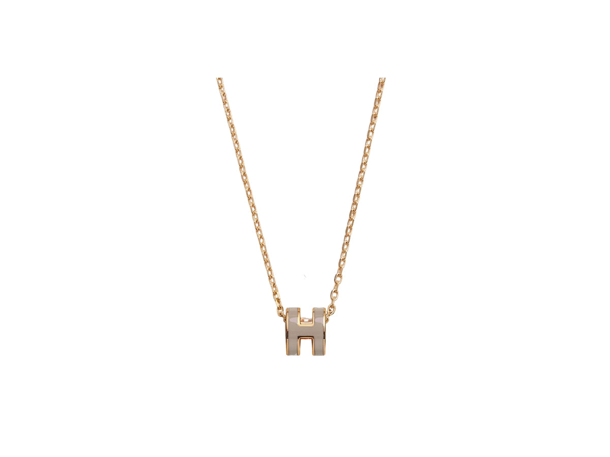 Hermes Mini Pop Grey 18K Gold Necklace