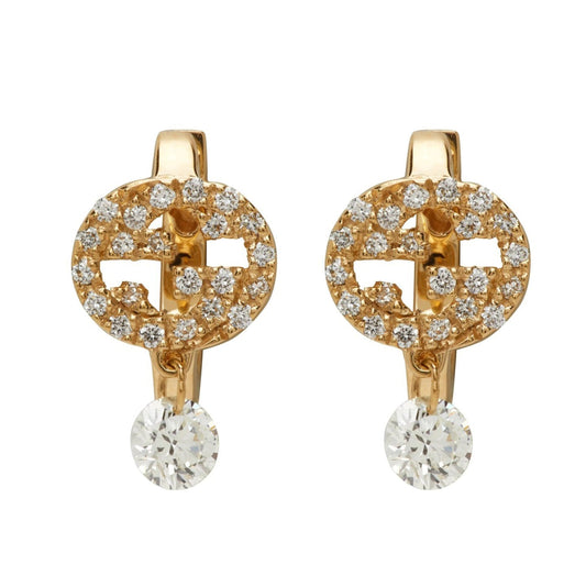 Gucci Double Interlocking Gucci Diamond 18K Gold Earrings