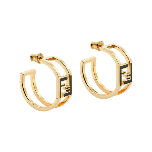 Fendi Forever Oval 18K Gold Earrings