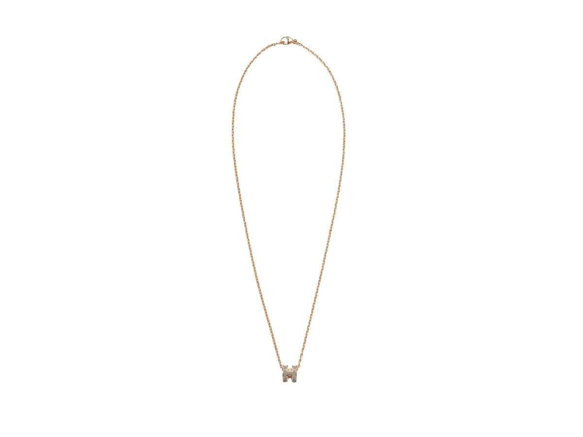 Hermes Mini Pop Grey 18K Gold Necklace