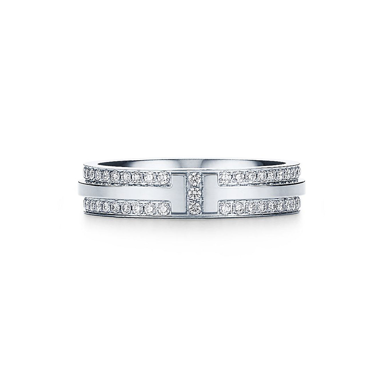 Tiffany Narrow Pave Diamond 18K Gold Ring