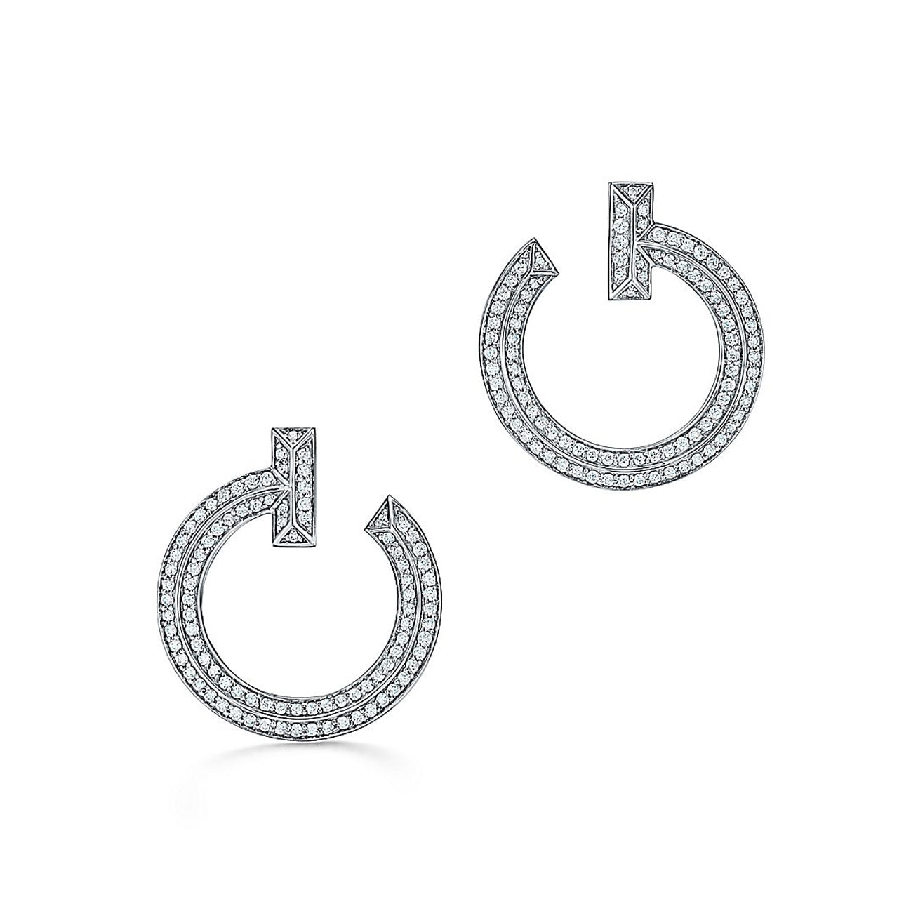 Tiffany T1 Open Hoop 18K White Gold Earrings