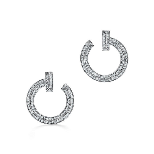 Tiffany T1 Open Hoop 18K White Gold Earrings