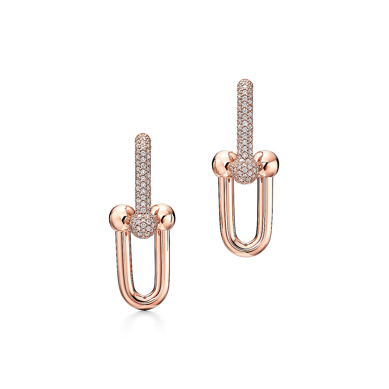 Tiffany HardWear Large Link Diamonds 18K Gold Earrings