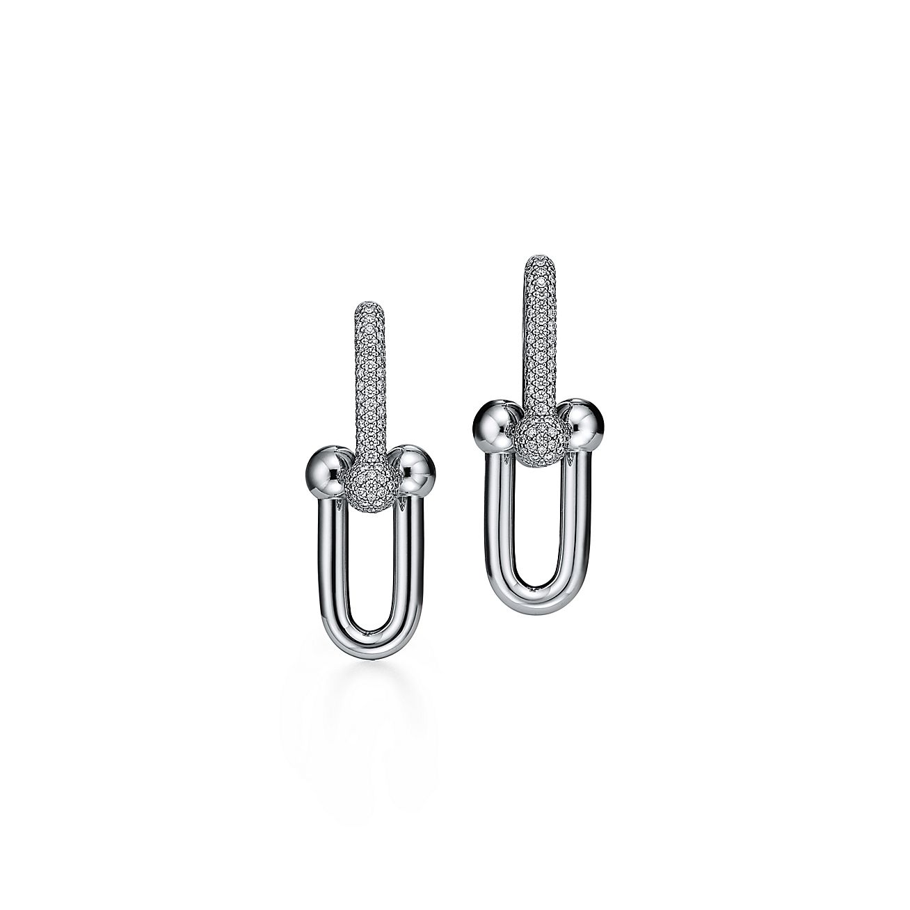 Tiffany HardWear Large Link Diamonds 18K Gold Earrings