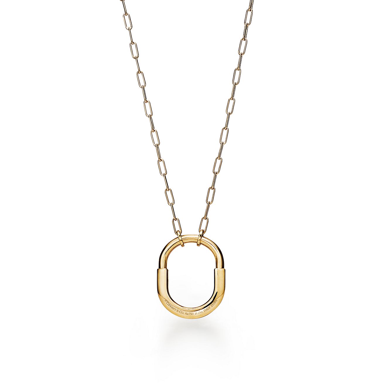 Tiffany Lock Pendant Pave Diamonds 18K Gold Necklace