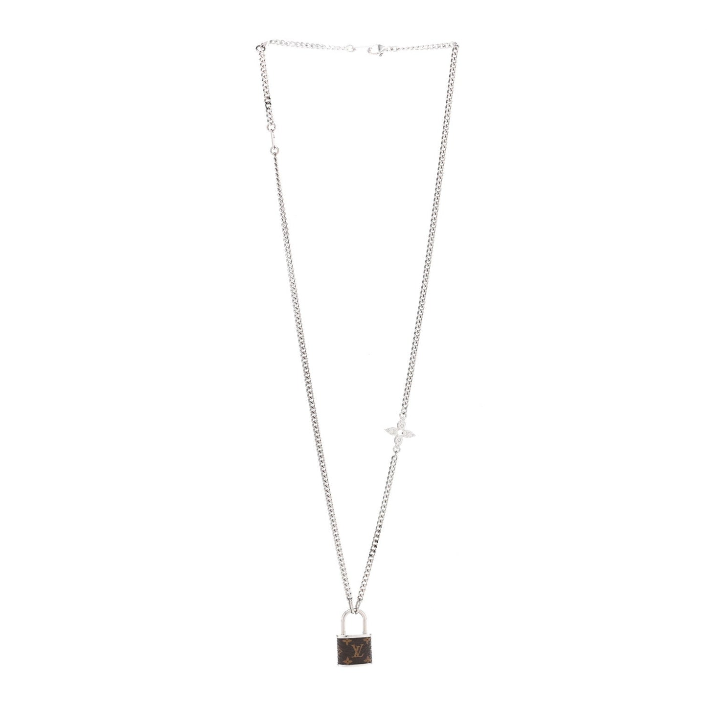 Louis Vuitton Monogram Lock Pendant 18K Gold Necklace
