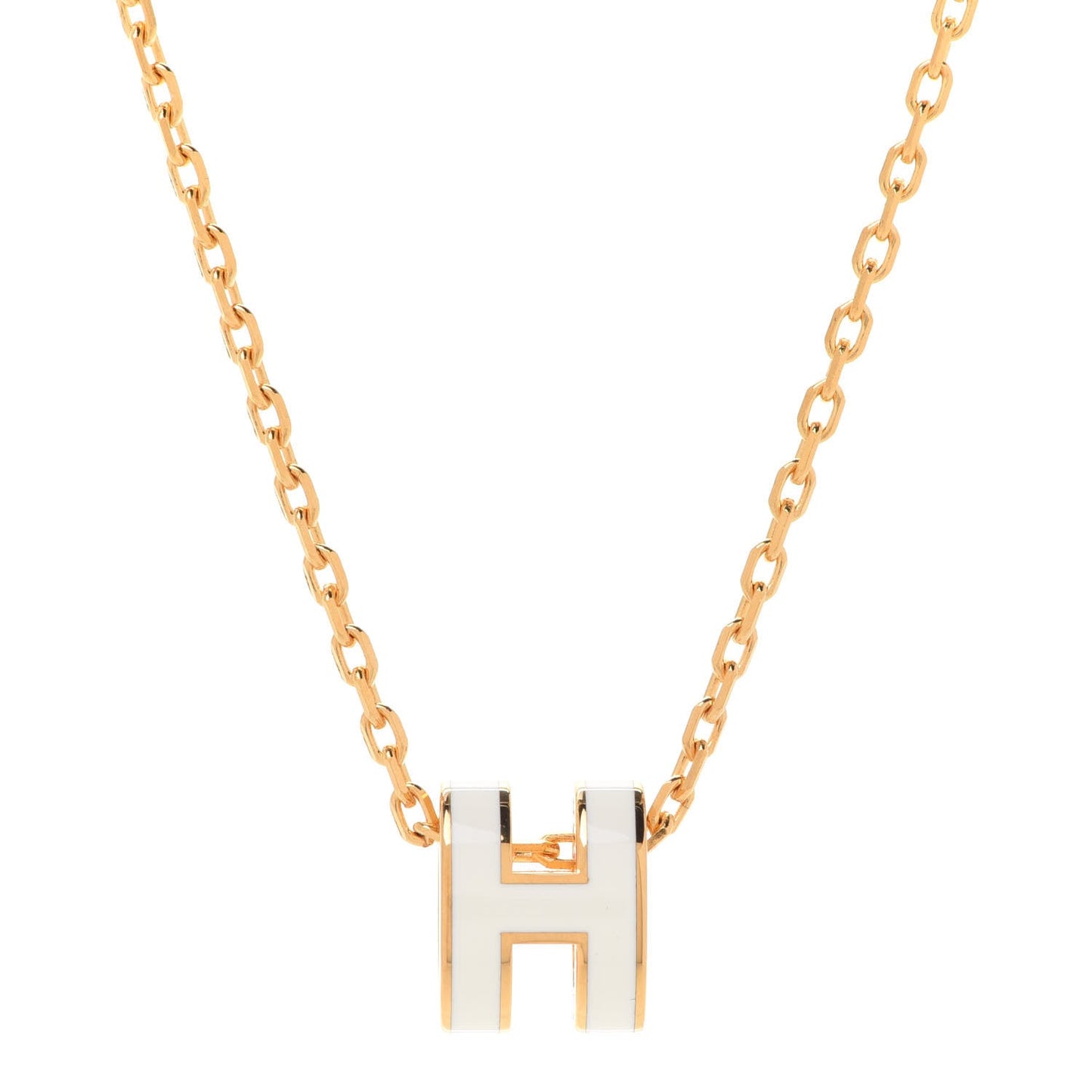 Hermes Mini Pop White 18K Gold Necklace