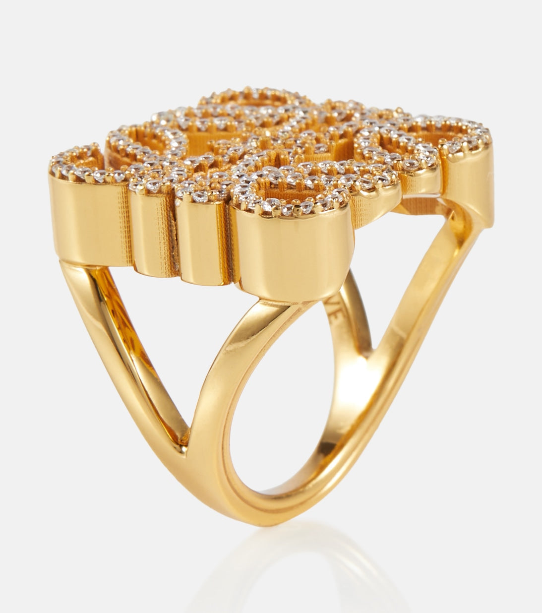 LOEWE Anagram Crystals 18K Gold Ring