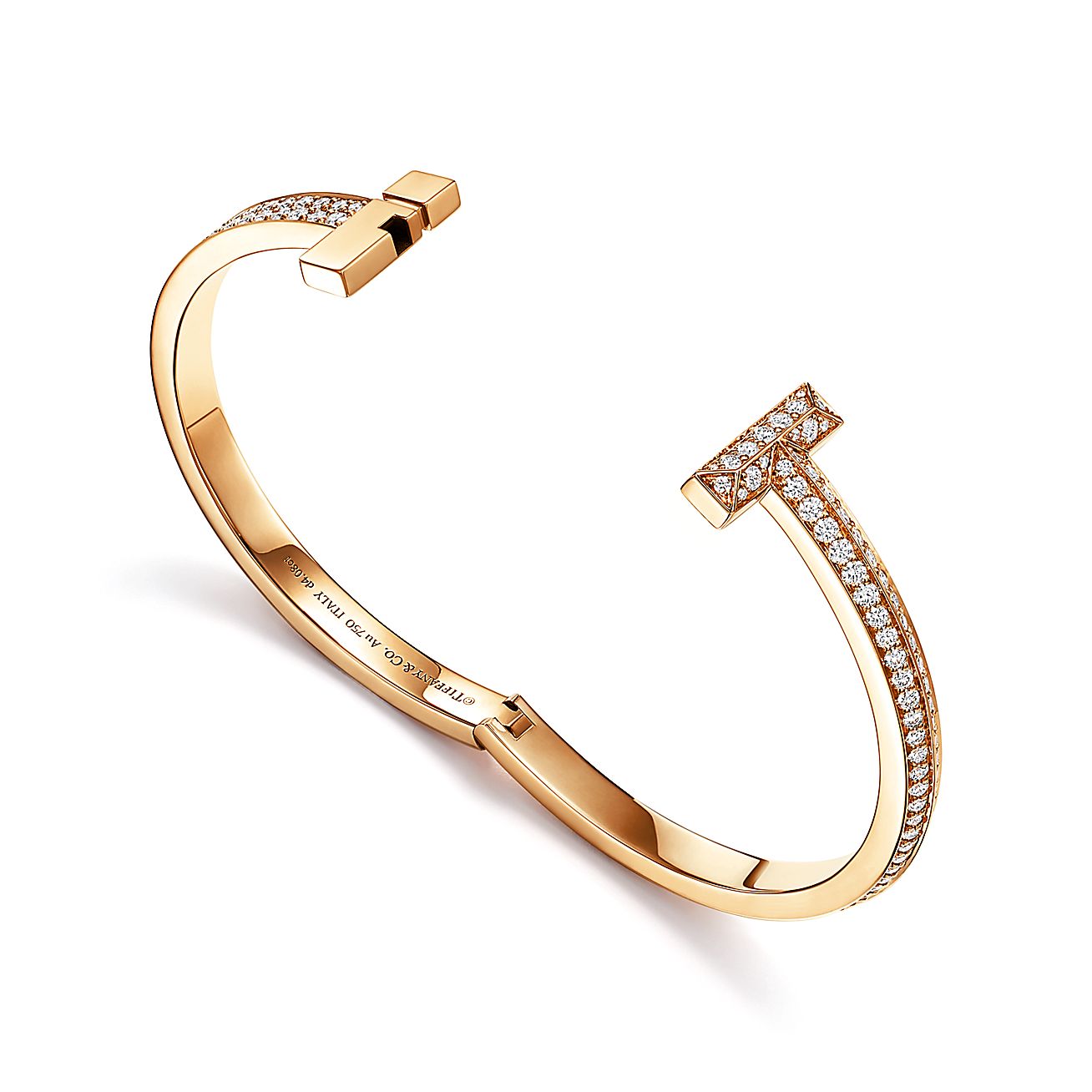 T1 Wide Diamond Hinged Bangle 18K Gold Bracelet