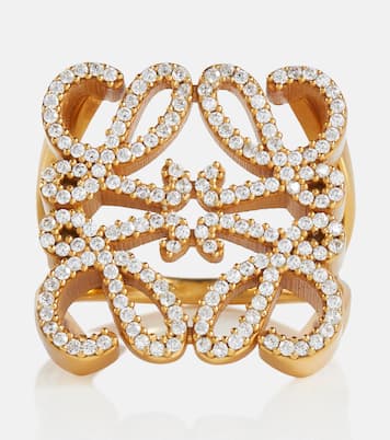 LOEWE Anagram Crystals 18K Gold Ring