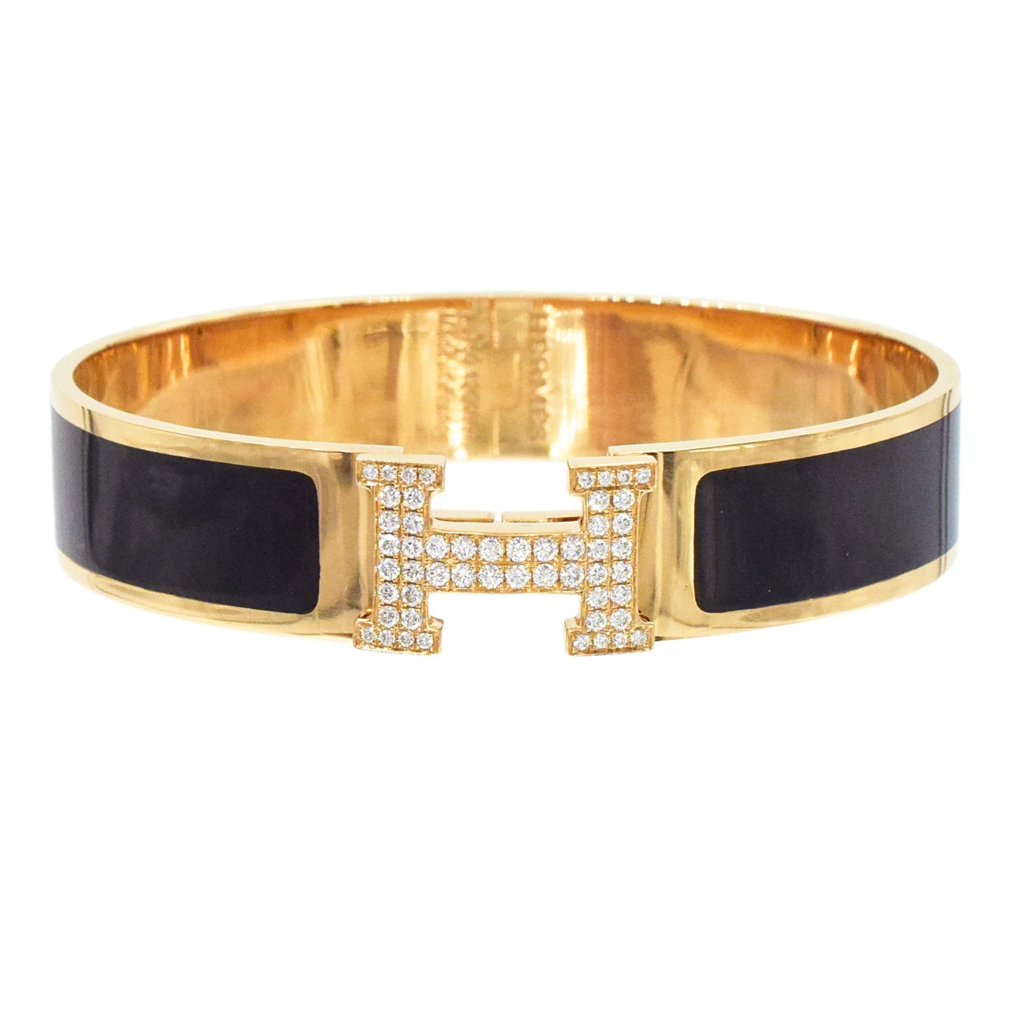 Hermes Clic Diamond 18K Gold Bracelet