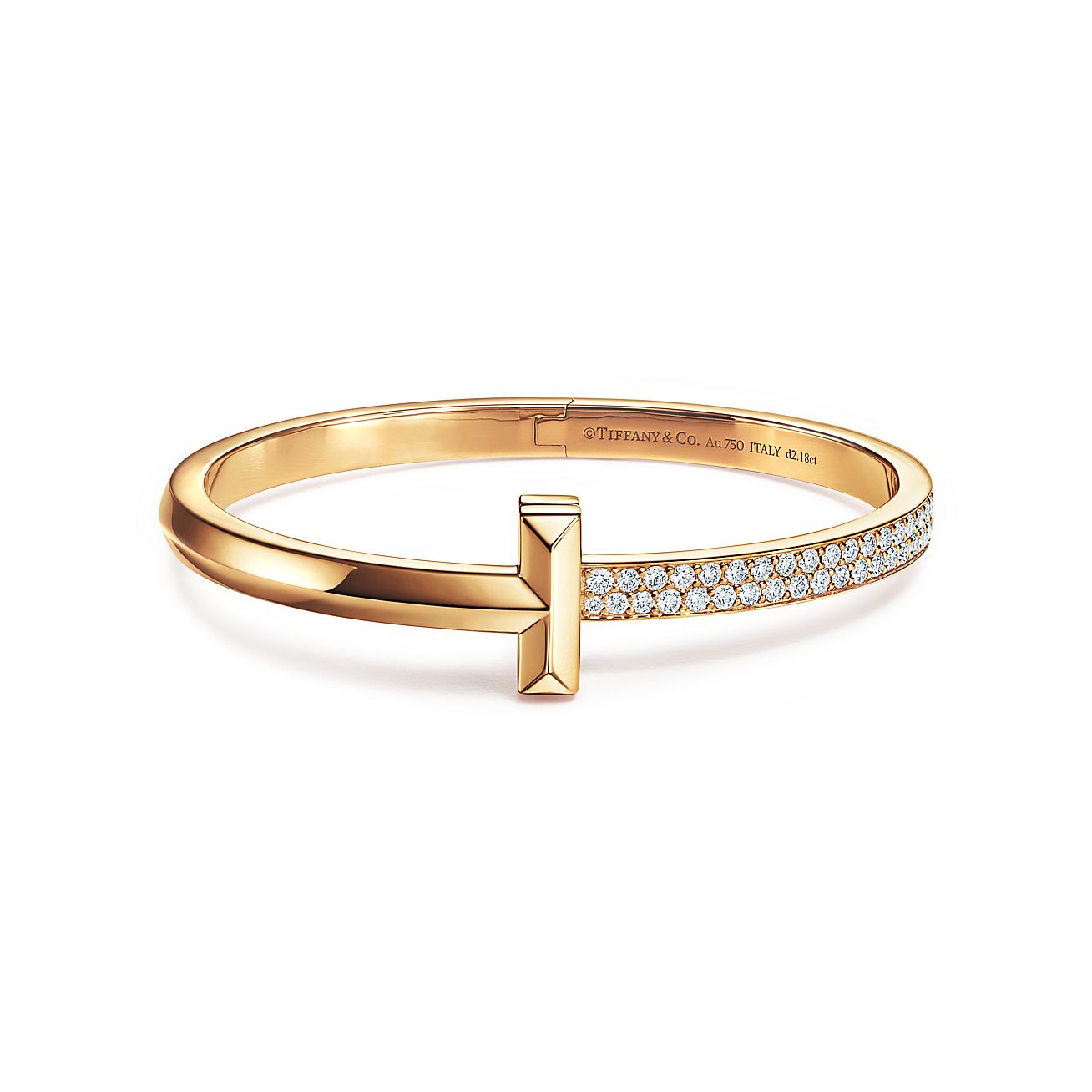 T1 Wide Diamond Hinged 18K Gold Bracelet