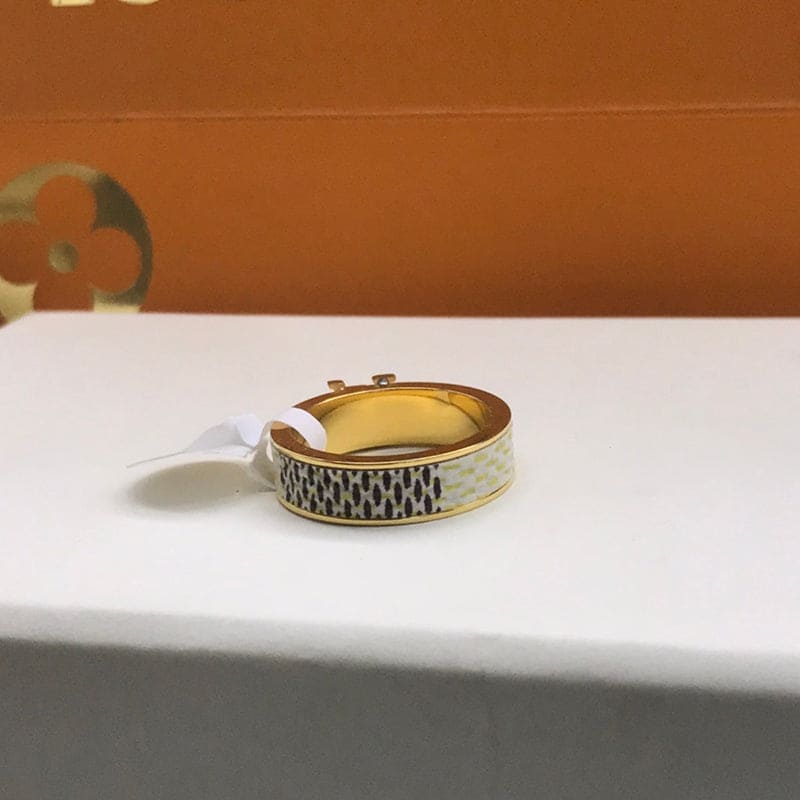 Louis Vuitton Leather Set of Two 18K Gold Ring