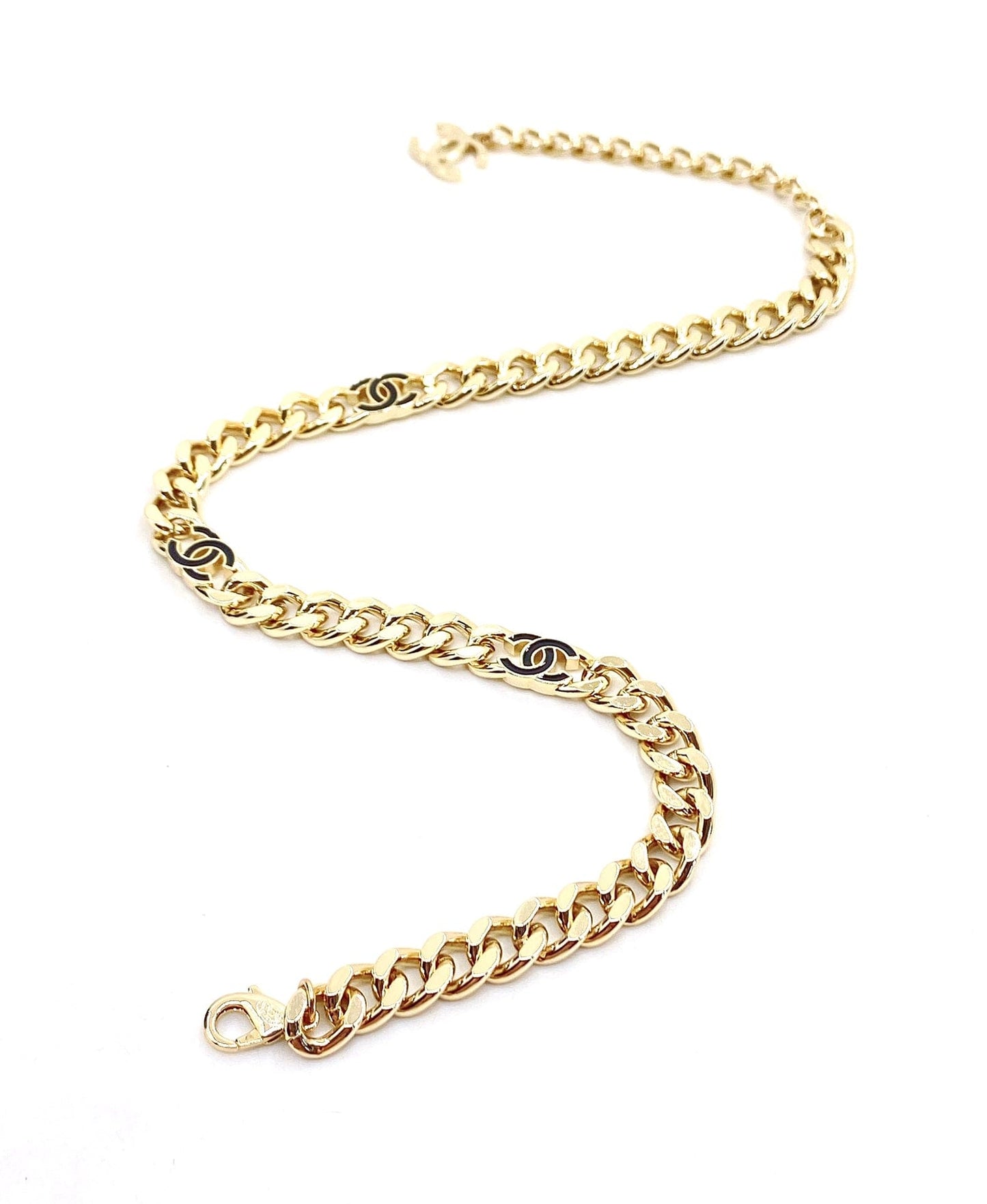 Chanel Black Chain 18K Gold Necklace