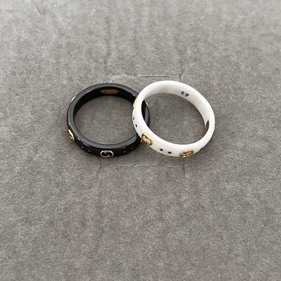Gucci Double Icon Black Corundum 18K Gold Ring