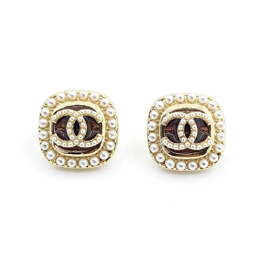 Chanel Square Crystal 18K Gold Earrings