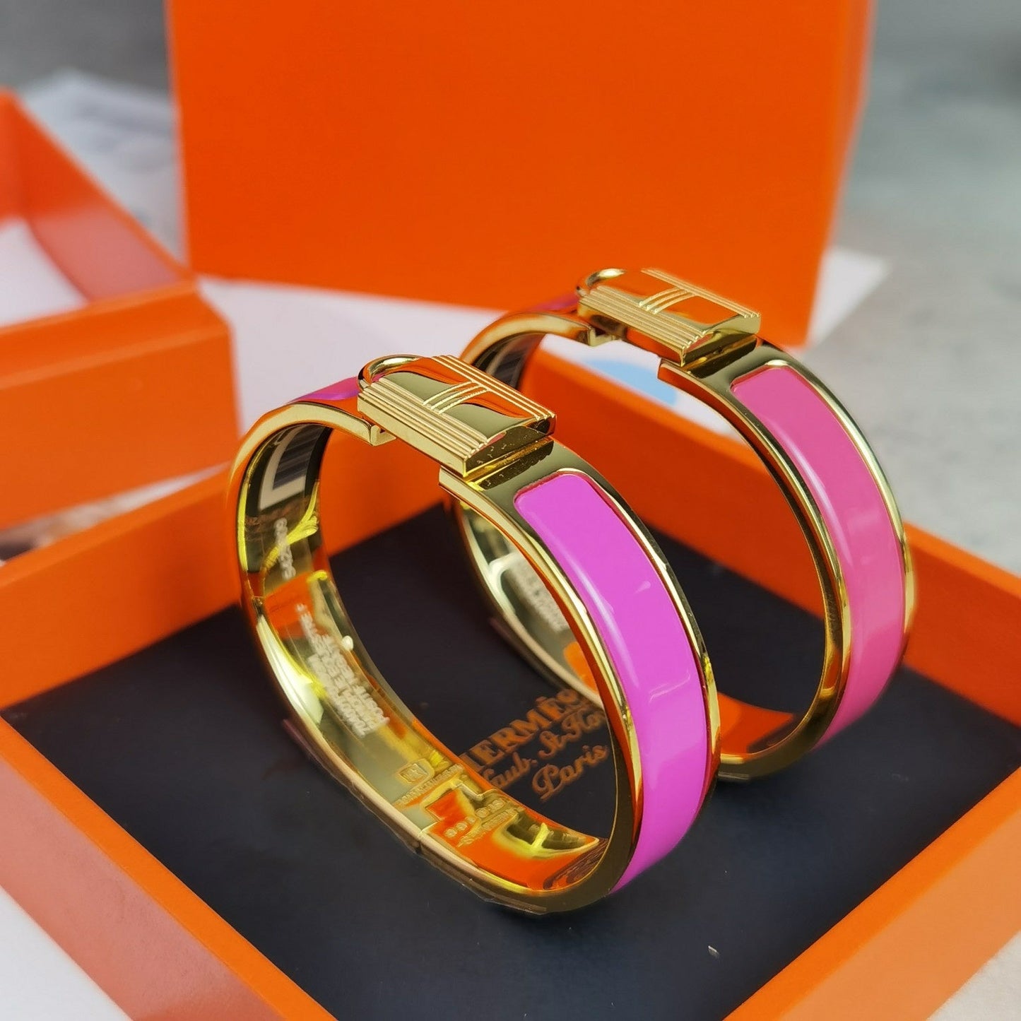 Hermes Clic Cadenas Pink 18K Gold Bracelet