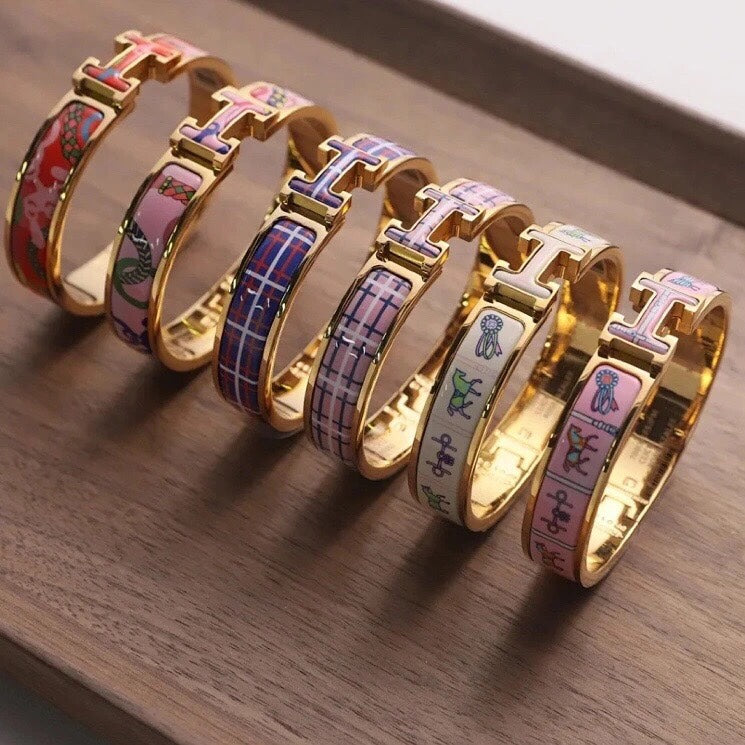 Hermes Clic Panoplie Equestre Red 18K Gold Bracelet
