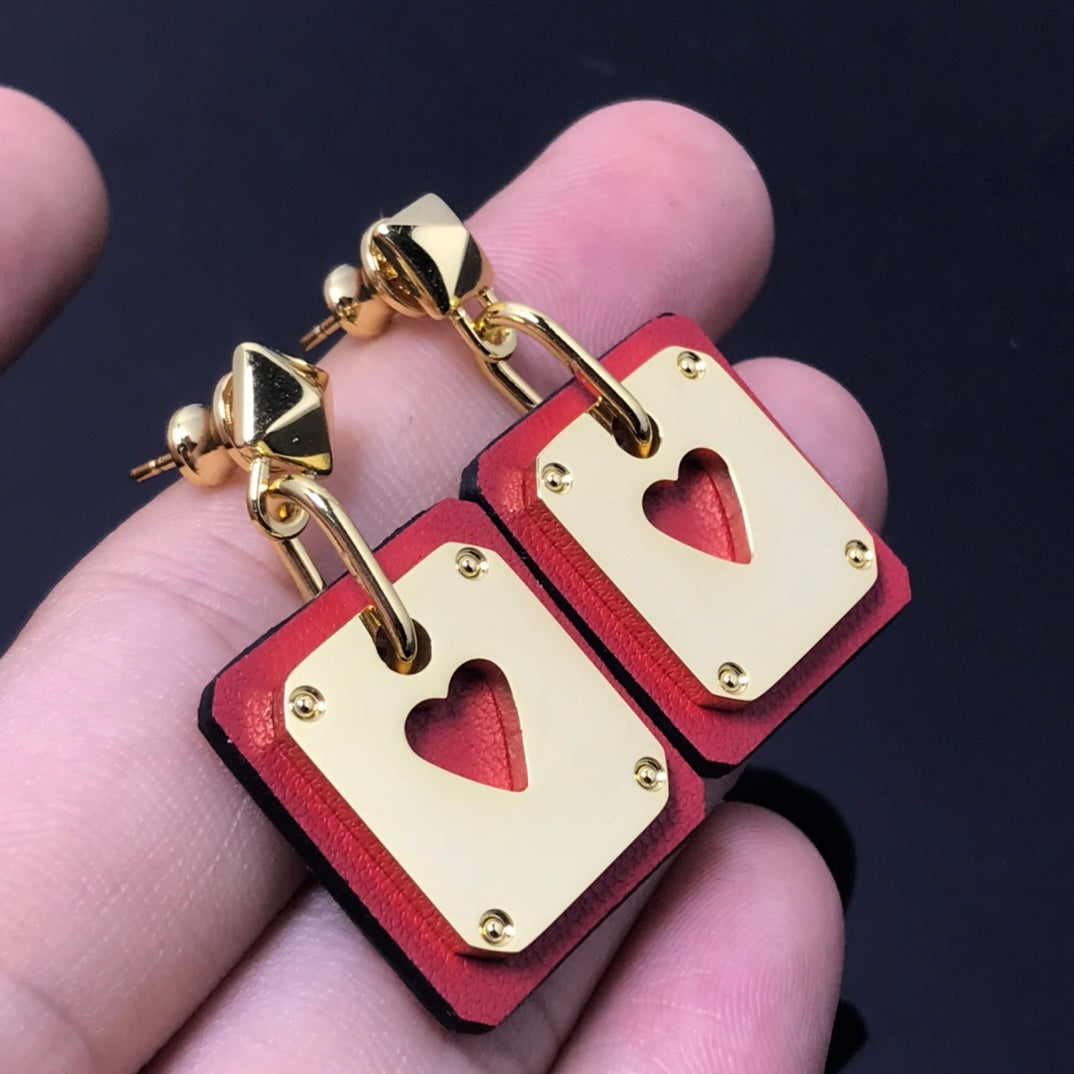 Hermes As De Celine Red 18K Gold Earrings