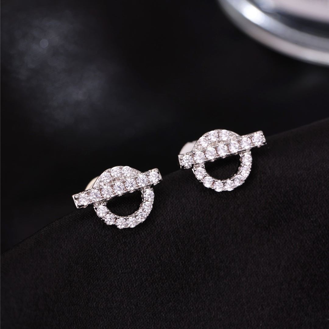 Hermes Finesse Diamond Stud 18K Gold Earrings