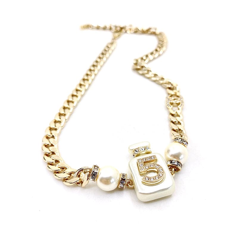 Chanel No. 5 Perfume Bottle Pendant 18K Gold Necklace