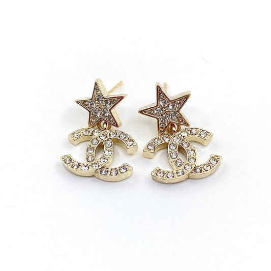 Chanel Star Diamond 18K Gold Earrings