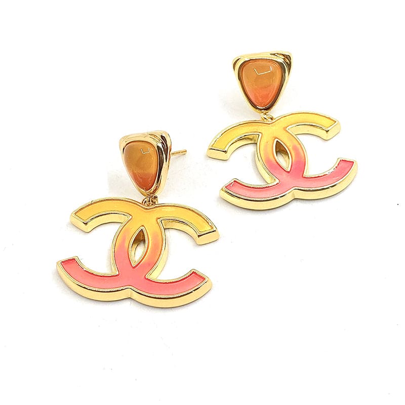 Chanel Classic Peach Dangle 18K Gold Earrings