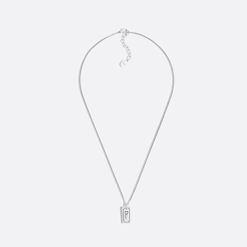 Dior Oblique Plate Pendant 18K Gold Necklace