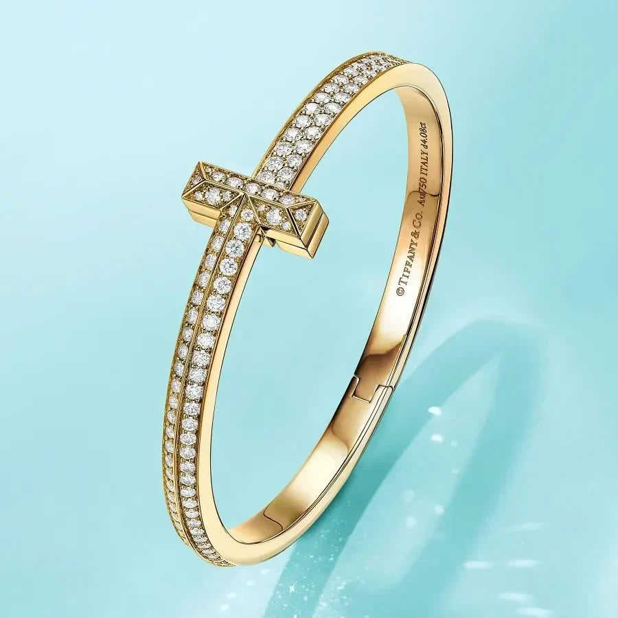 T1 Wide Diamond Bangle 18K Gold Bracelet