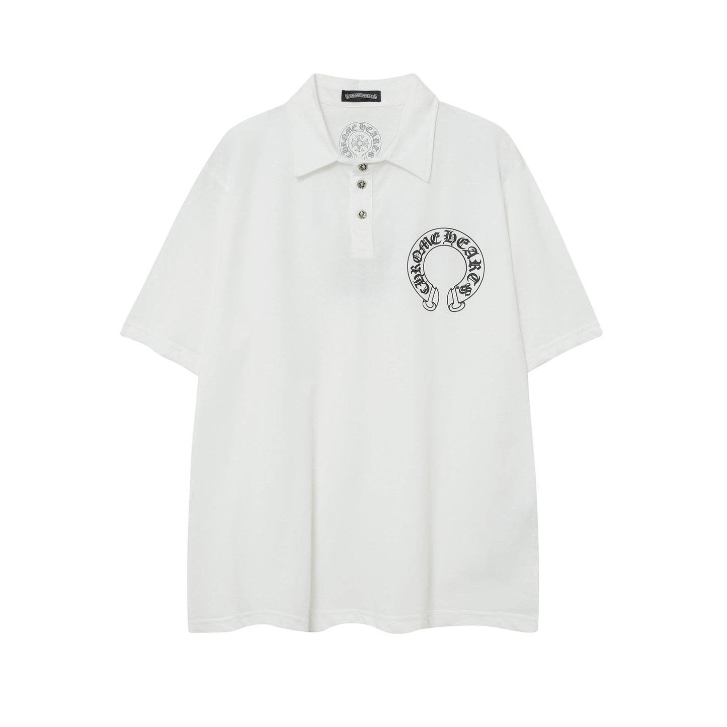 Chrome Heart T Shirts Sanskrit horseshoe print polo shirt short sleeve