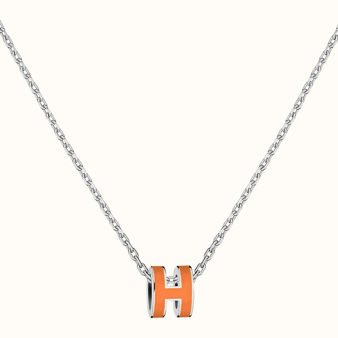 Hermes Mini Pop Orange 18K Gold Necklace